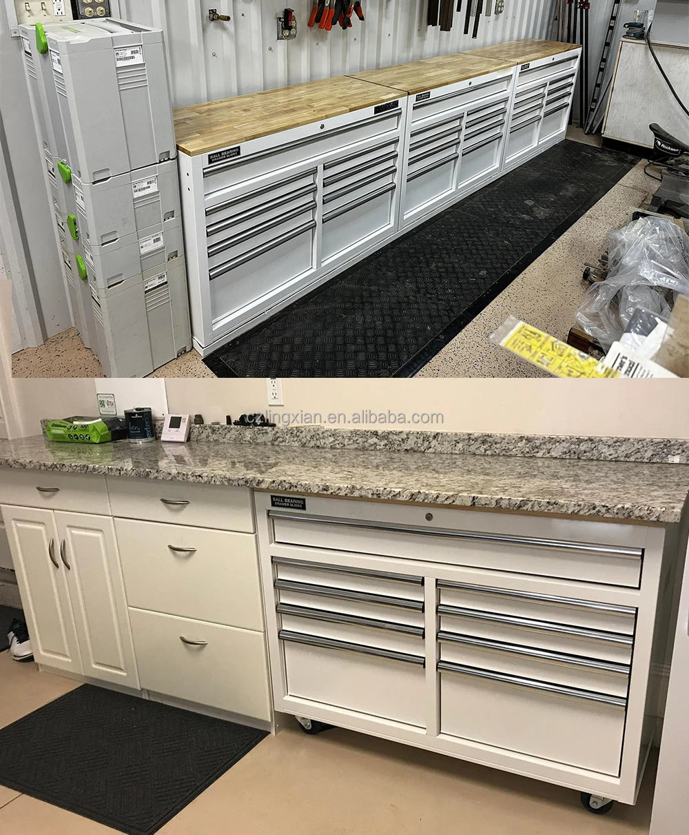In 9 Drawers Storage Cabinet Metal Work Bench Tool Cabinet Workshop Tool Cabinets Chest With Solid Wood Top