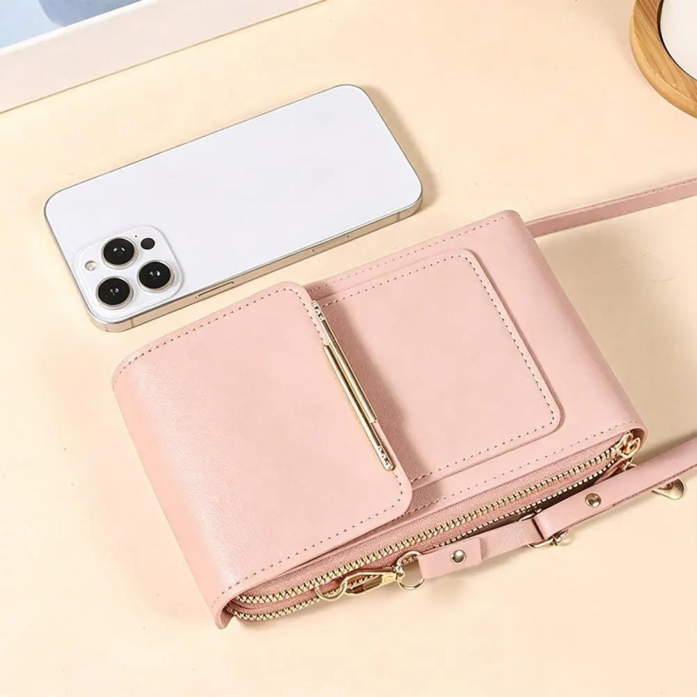 PU Leather Crossbody Phone Bag Touch Screen Cell Phone Purse Women Shoulder Bags Durable Luxury Handbag Card Lipstick Storage