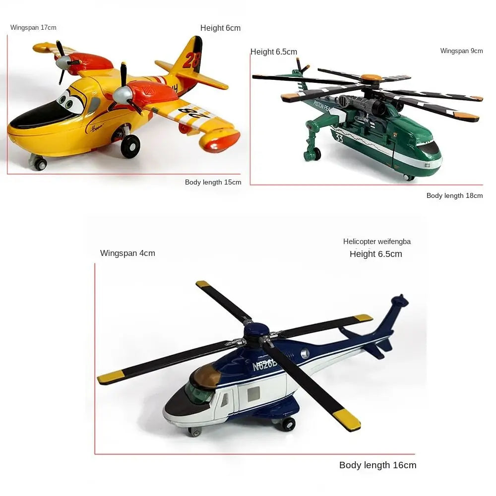 Cute Alloy Pixar Planes Toys Lifelike Cartoon Aircraft mobilization Toys Helicopter Model Toy