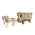 OUZEY DIY Wooden Blocks Antique Horse Carriage Wooden Model, 3D Fairytale Puzzle Kit, Romantic Collectible Gift for Adults