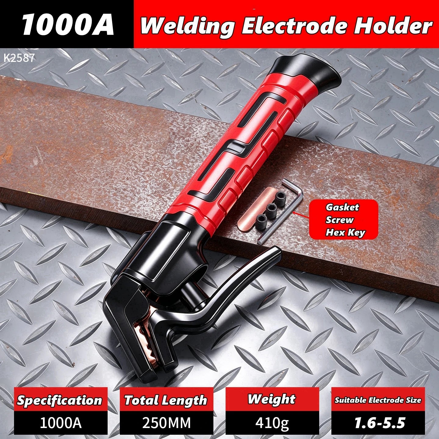 Copper Cable Welding Electrode Holder Heat Resistant Anti-Scalding Welding Clamp Anti-Drop Stable Welding Accessories