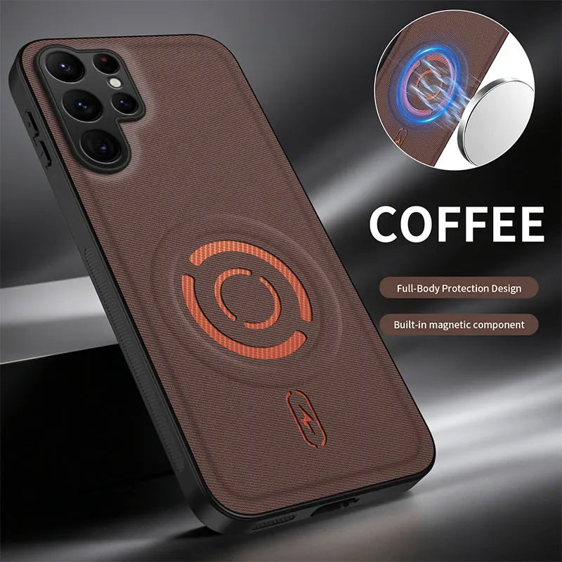 For Magsafe Magnetic Solid Color Soft TPU Frame + PC PU Leather Phone Case For Samsung S26 S24 S25 Ultra Plus FE A57 A56 A55 A54