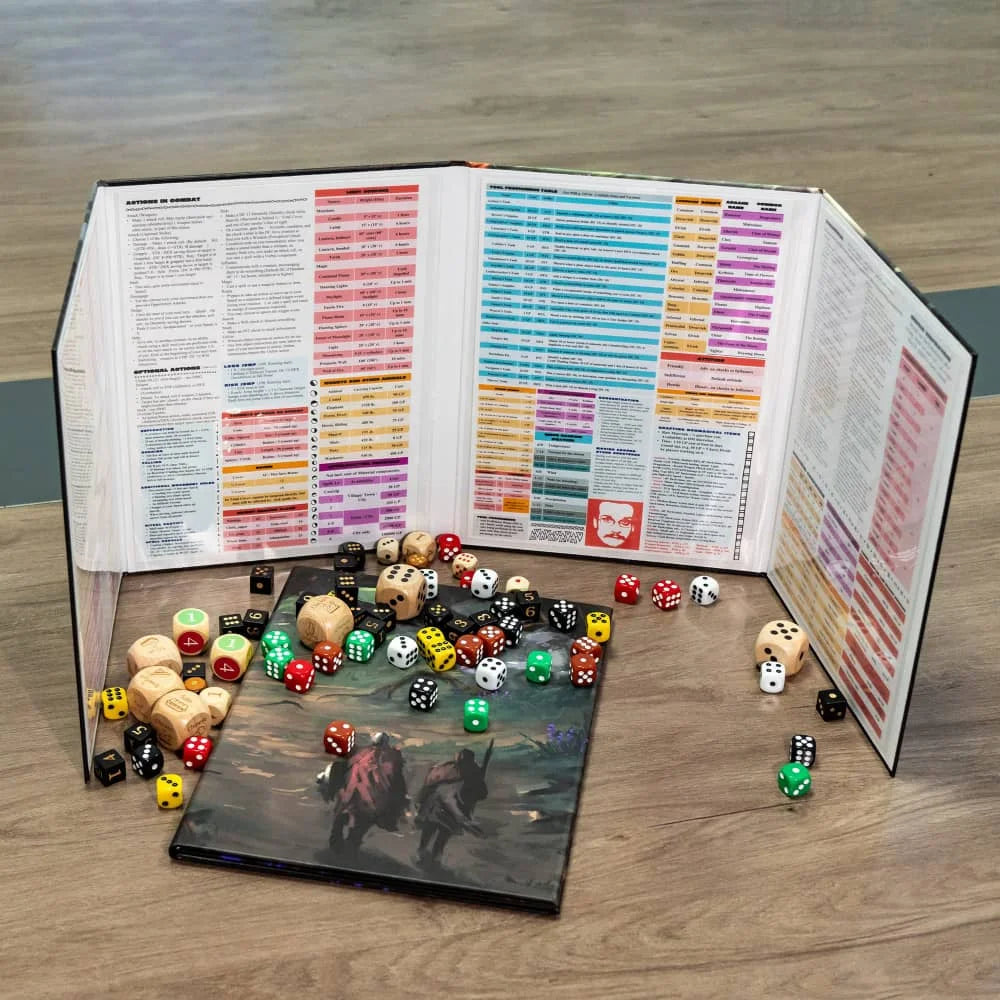 New D&D Master Screen Four-Panel Folding Coated Paper Forest D4-D20 Dice DM Screen for Dungeons & Dragon Pathfinder Board Games