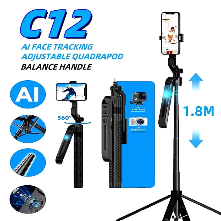 FGCLSY NEW AI face traking For Xiaomi Selfie Stick with Wireless Bluetooth Extended Tripod with Remote Shutter for IOS Cellphone