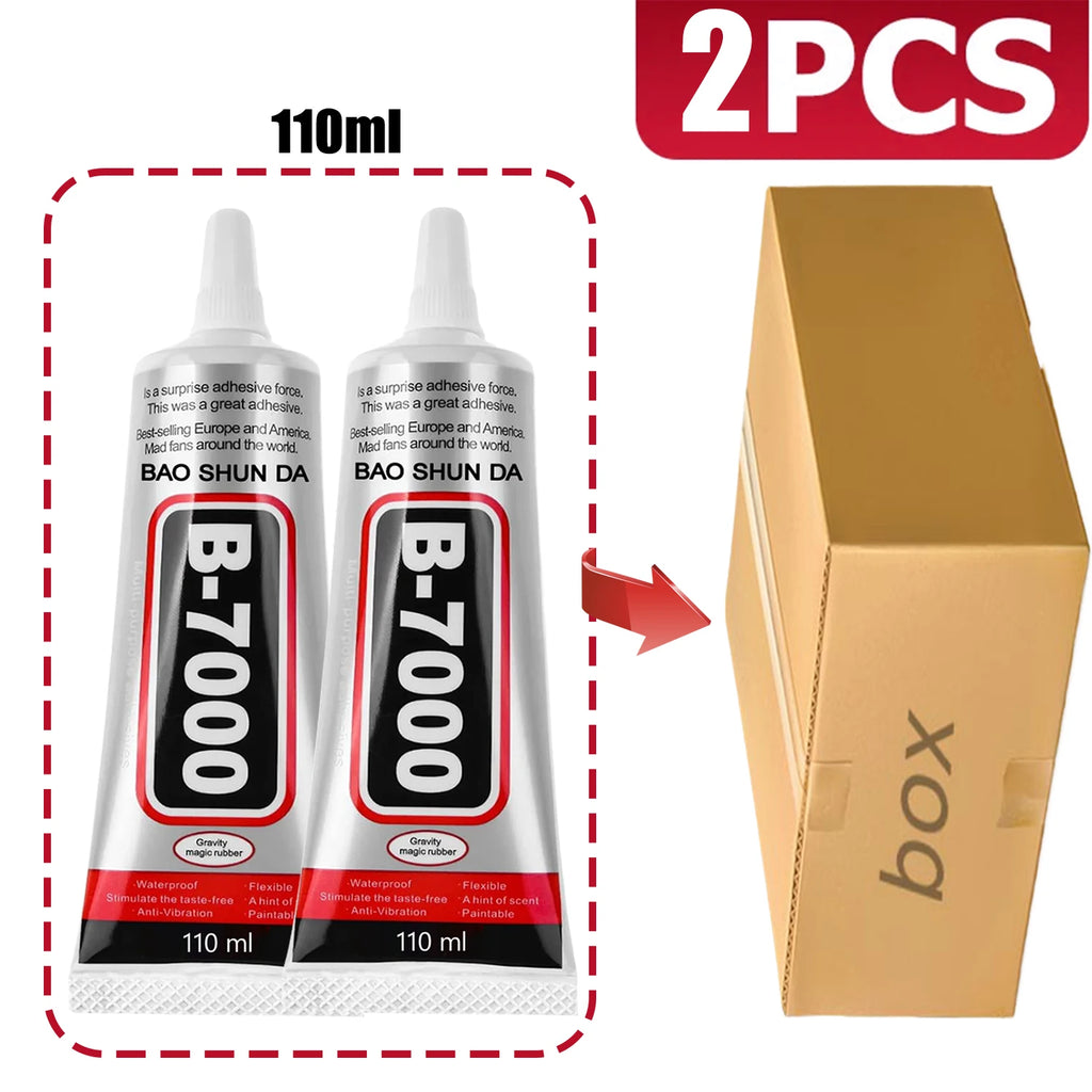 B7000 Multi-Purpose Industrial-Grade Clear Soft Adhesive for Rhinestone Jewelry, Phone Cases, and Glass Screens; Waterproof Adhesive (15g/25g/50g/110g)