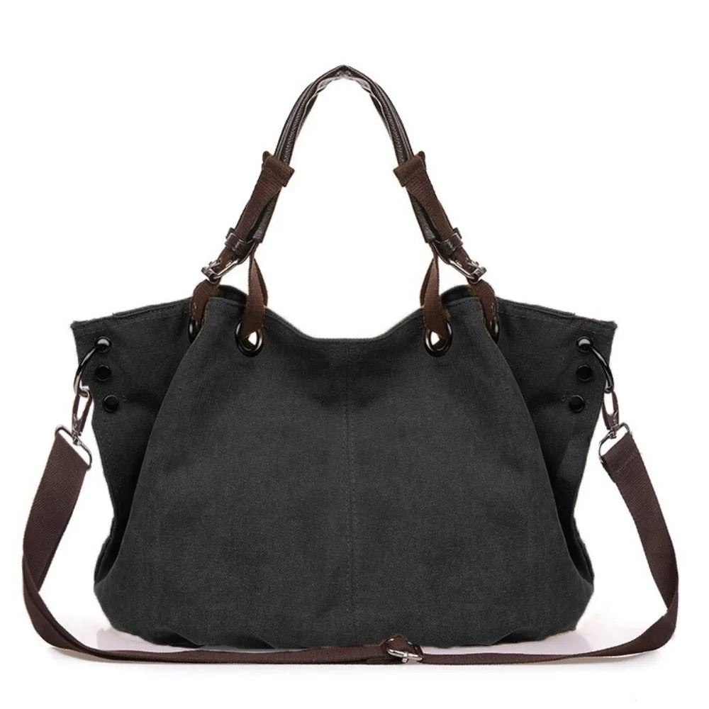Fashion Large Capacity Canvas Crossbody Bag Durable Vintage Tote Bag Adjustable Strap Top Handle Shoulder Bag Commute