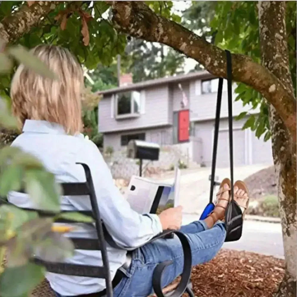 Travel Rest Hanging Footstool Adjustable Straps Multifunctional Portable Hammock Footrest for Home Office Outdoor Airpalne