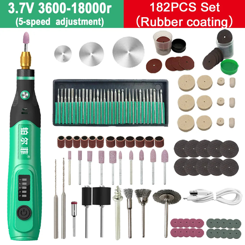 5000-20000r 4.2V Engraver Electric Drill Mini Grinder Engraving Pen Drilling Machine Cordless Rechargeable Micro Rotary Tool Kit