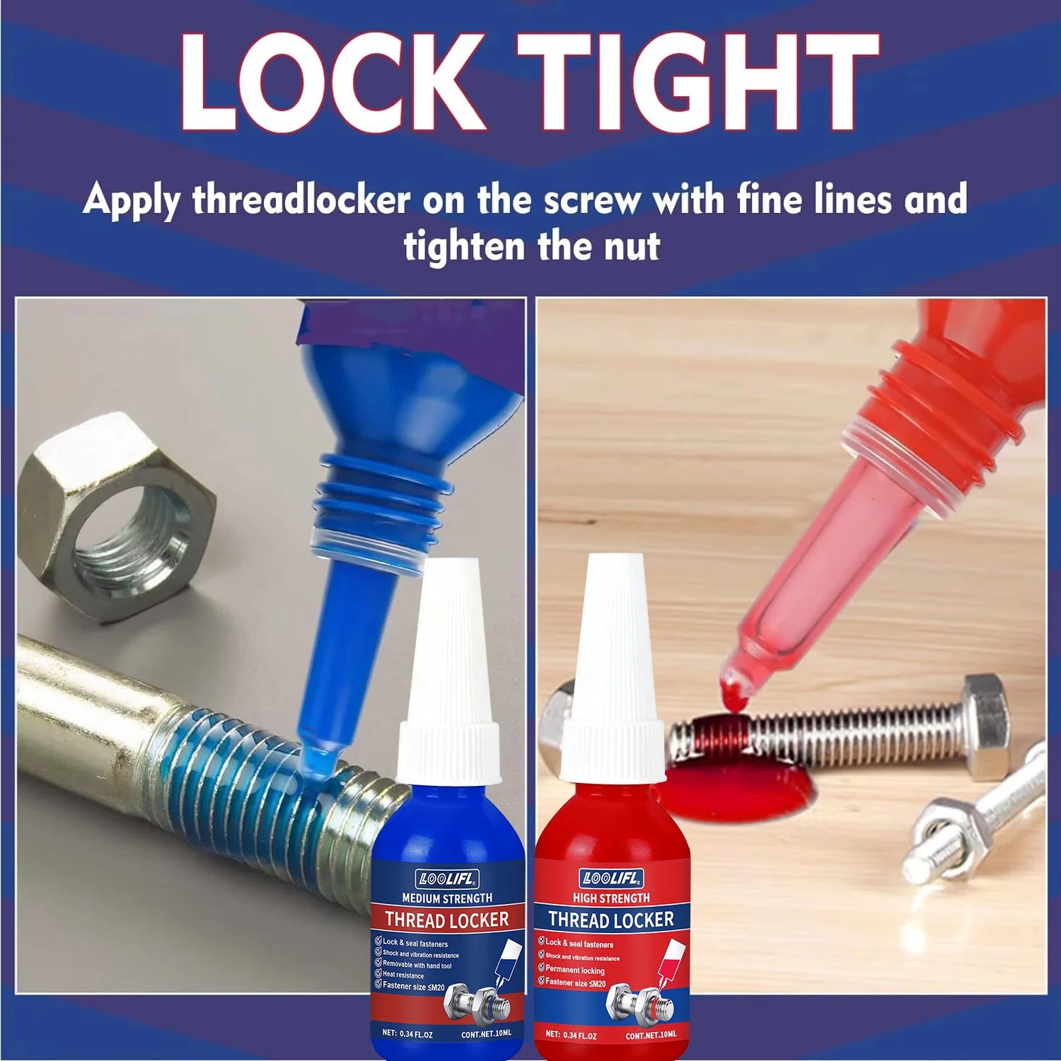 7PCS Threadlocker Screw Glue Quickly Cured Thread Locking Agent Anaerobic Adhesive Corrosion-Resistant Anti-Loosening Glue