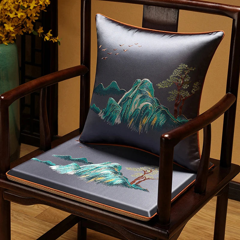 New Chinese-style Foam Chair Cushions Rosewood Sofa Cushion Cover Home Sponge Seat Cushions Embroidered Anti-slip Chair Cushions