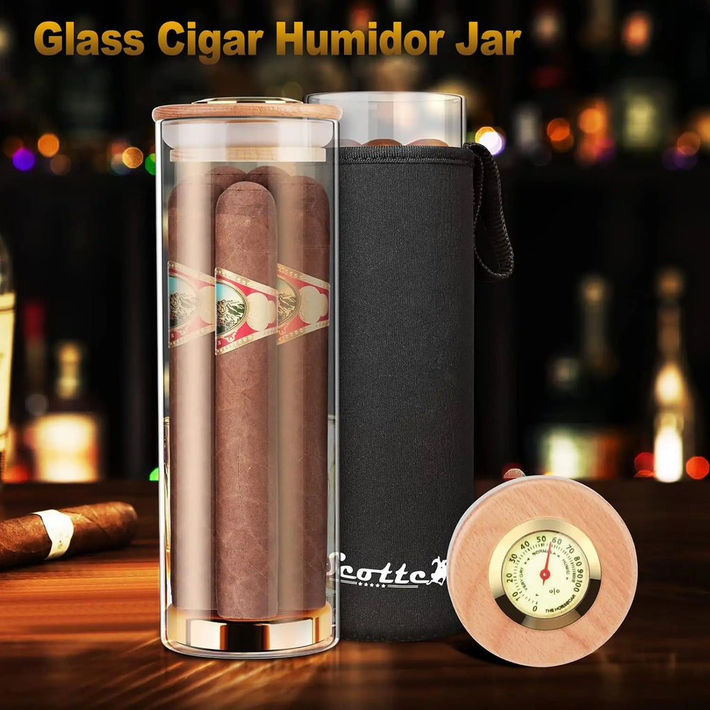 Cigar Case Humidor Gift Box Cigars Jar Humidifiers, Travel Cigar Tube for 4 to 5 Cigars