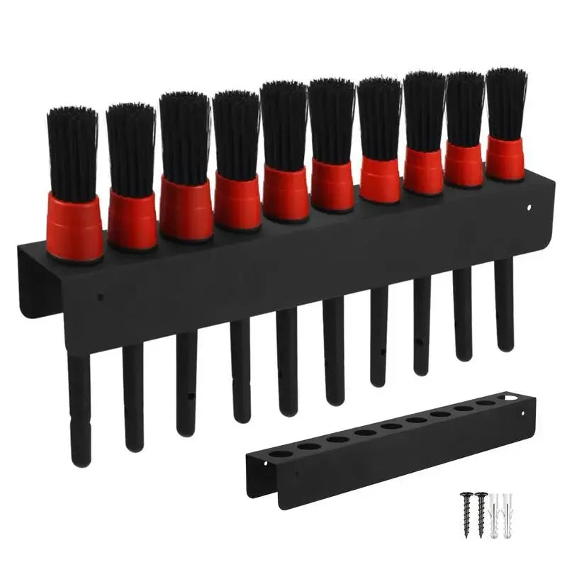 10 Holes Car Detailing Brush Holder Organizer Wall Mounted Multi-use Rack Storage Detailing Cleaning Brush Stand for Garage