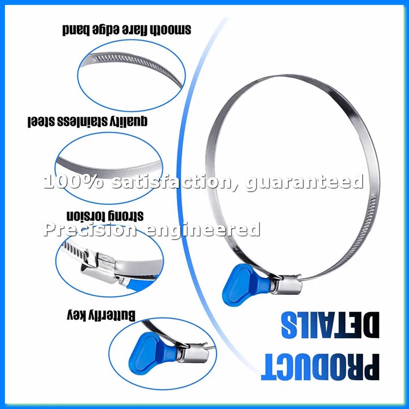 20 Pcs 4 Inch Key Hose Clamp Thumb Screw Key Adjustable Pipe Clamp Stainless Steel Dryer Vent Clamp-A28R