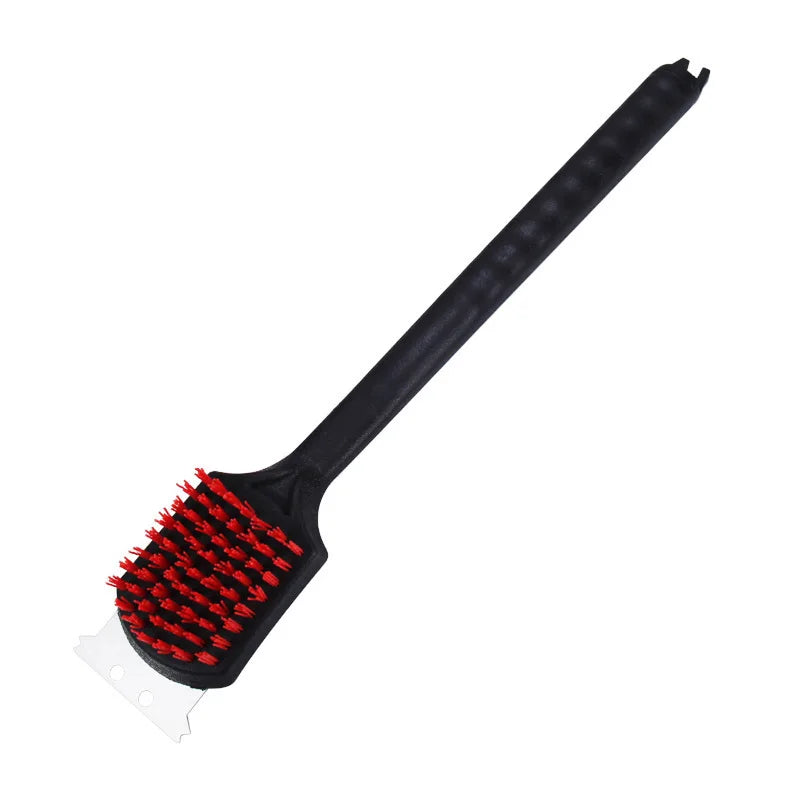 Long Handle Multifunctional Grill Cleaning Shovel Brush, Outdoor Grill BBQ Tools Nylon Cleaning Brush Double Sided Brush