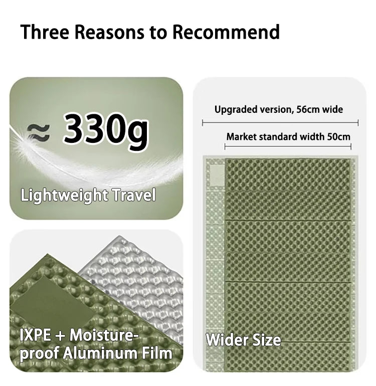 Camping Sleeping Pad with Inflatable Pillow 1Set Aluminum Foil IXPE Egg Crate Foldable Insulated Mat for Hiking Backpacking Tent