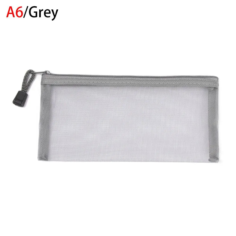 1pc Fashion Solid Color Makeup Cosmetic Handbags Coin Purse Transparent Grid Zipper Pencil Case Cosmetic Storage Mesh Pen Bag