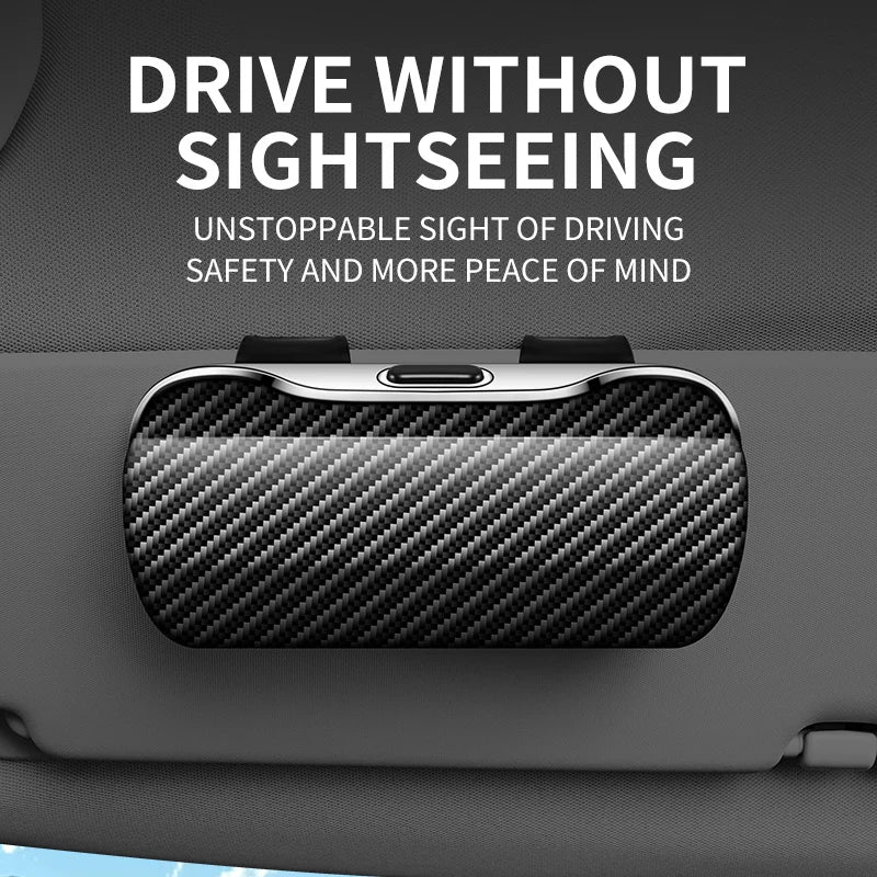 Car Sun Visor Glasses Case One-Hand Operation Racing Style Car Glasses Box Anti-Scratch Velvet Interior Car Interior Accessory
