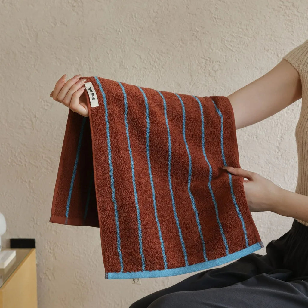 Autumn Winter Striped Bath Towel Cotton Plush Washed Washcloth Worsted Soft Absorbent Bathroom Towels For Man Women Dropshipping