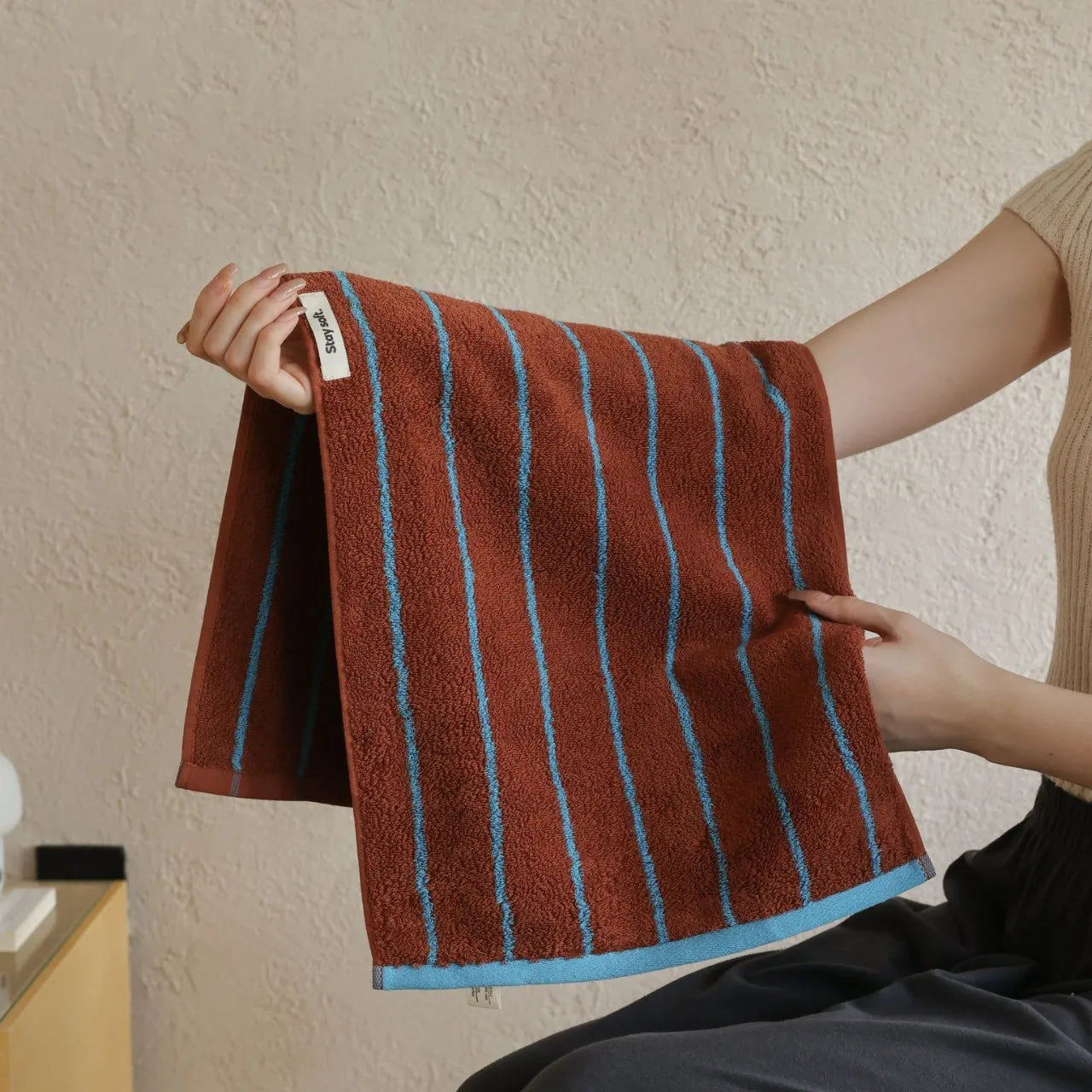 Autumn Winter Striped Bath Towel Cotton Plush Washed Washcloth Worsted Soft Absorbent Bathroom Towels For Man Women Dropshipping
