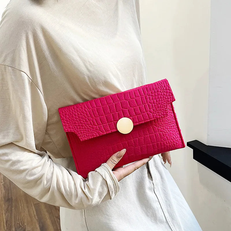 Women Felt Wallet for Women Coin Purse  Large Capacity Fashion Small Coin Envelope Bag Wallet Closure Solid candy colors Handbag