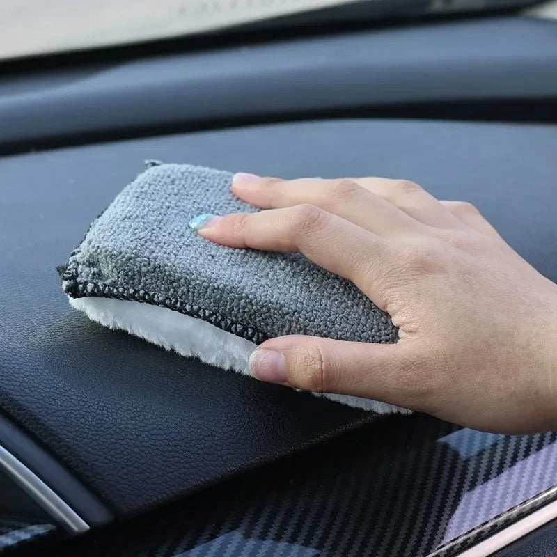 1/3/10Pcs Car Cleaning Microfiber Sponge Auto Interior Fleece Scrubbing Towel for Plastic Leather Wax Sponge Car Cleaning Tools