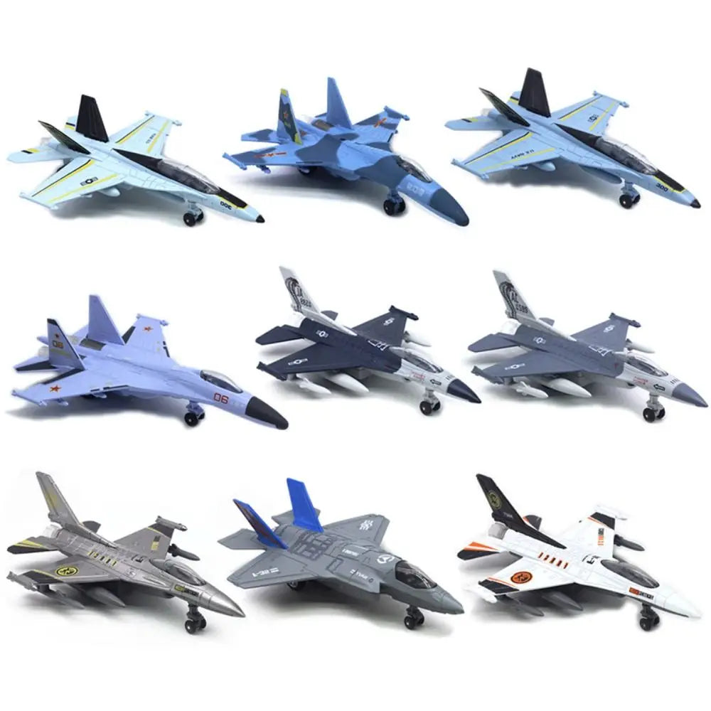 Diecast Fighter Aircraft Toy with Light Sound Pullback & Go Aviao Plane Model Collection F16 F22 F35 Jet Plane Toy Kids Toy