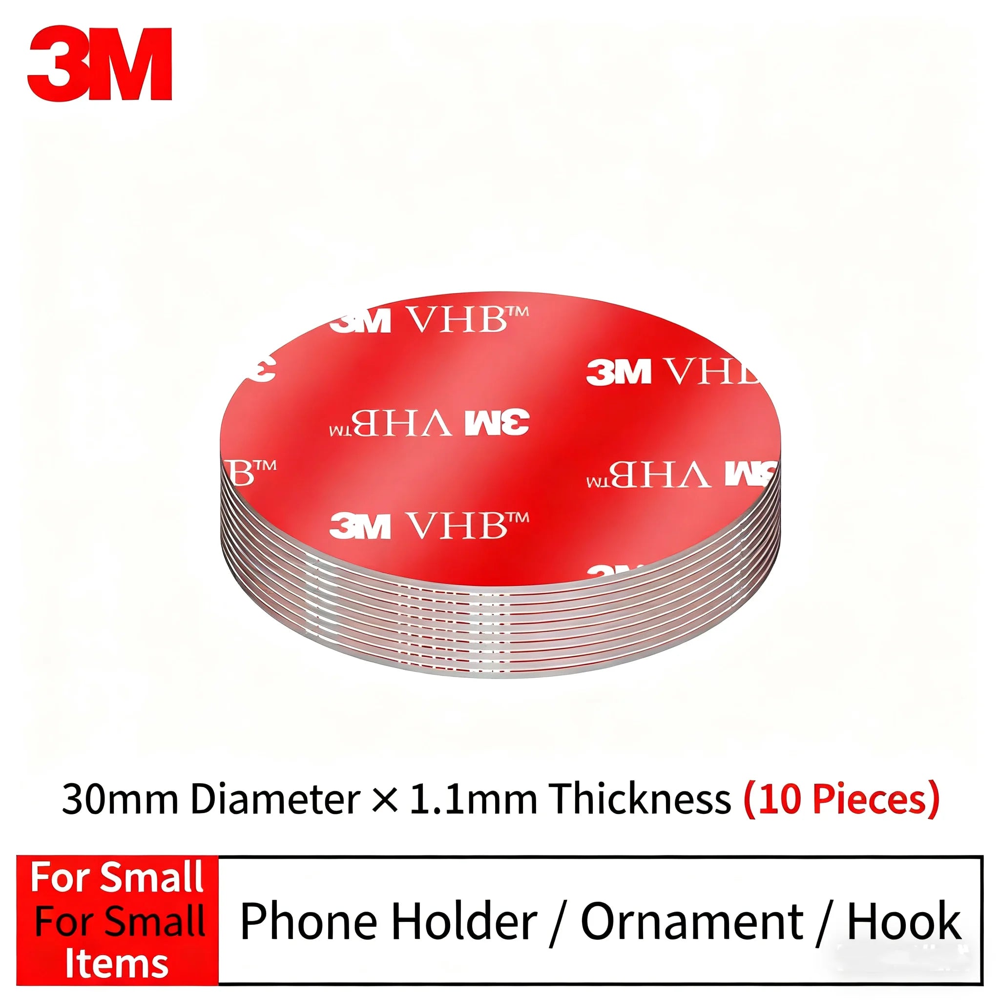 3M 10pcs Strong Double Sided Tape Adhesive Square/Round High Viscosity Traceless Foam Adhesive Tape for Car Special Fixed Wall