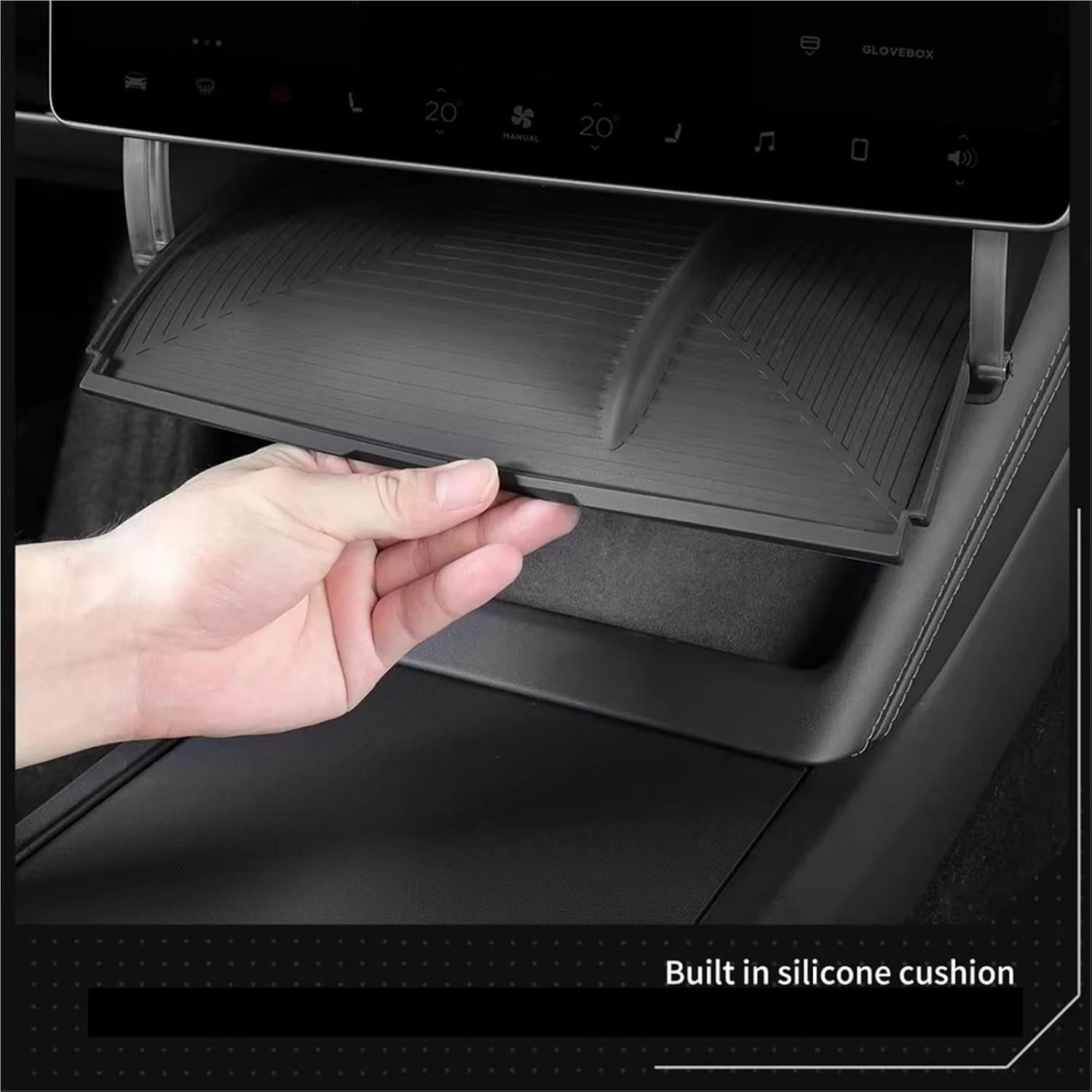 Car Central Control Under Screen Storage Box for Tesla Model 3/Y 2019-2025 Hidden Privacy Storage with Anti-Slip Silicone Pad ﻿