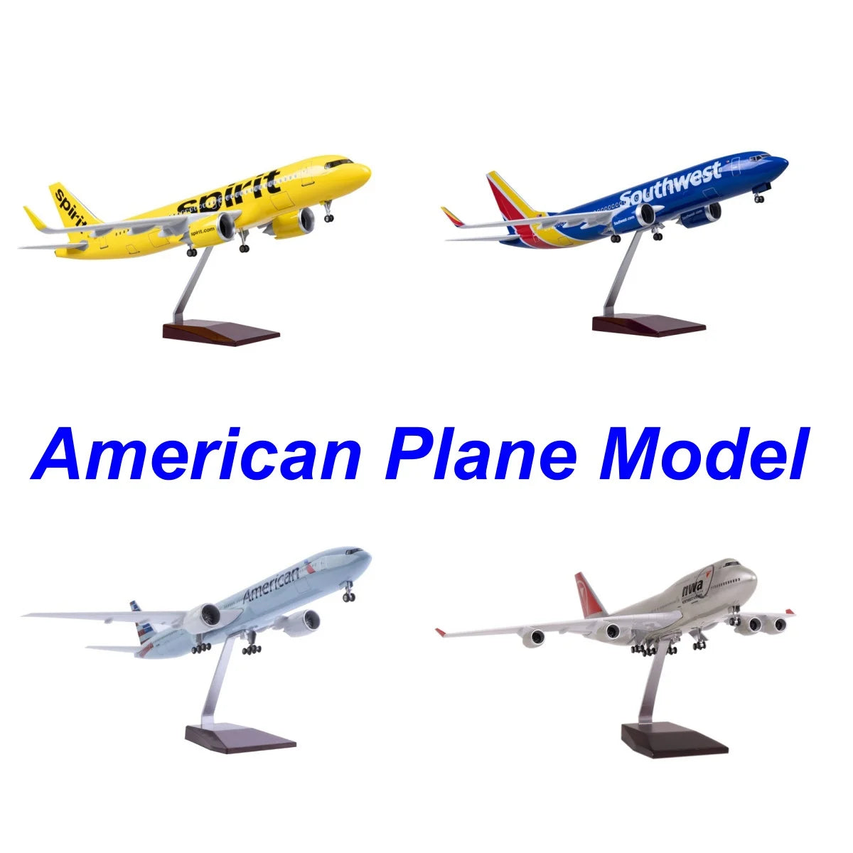 47cm Toys Model Airplane A320 B737 B747 B777 B787 MD-11 American Spirit NWA MD11 Resin Plane With Light Collection