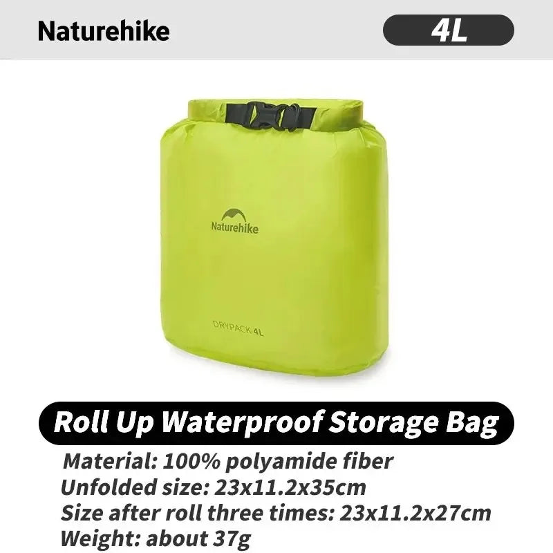 Naturehike Rolled Storage Bag Outdoor Ultralight Waterproof Dry Bag 2/4/8L Portable Organizer Camping Dispenser Storage Bag