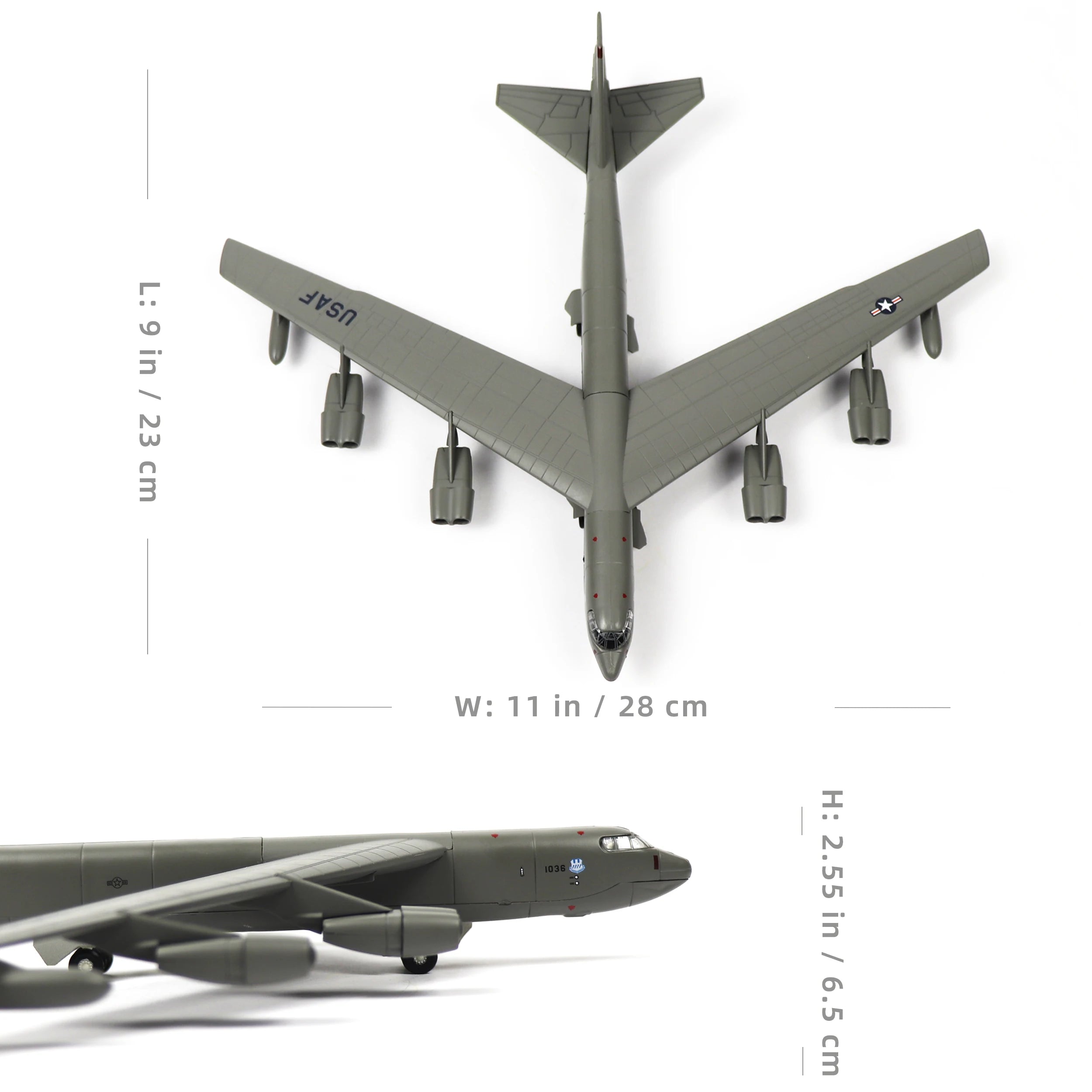 NUOTIE 1/200 B-52 Stratofortress US Air Force Diecast w/Display Strategic Bomber Model for Collectors