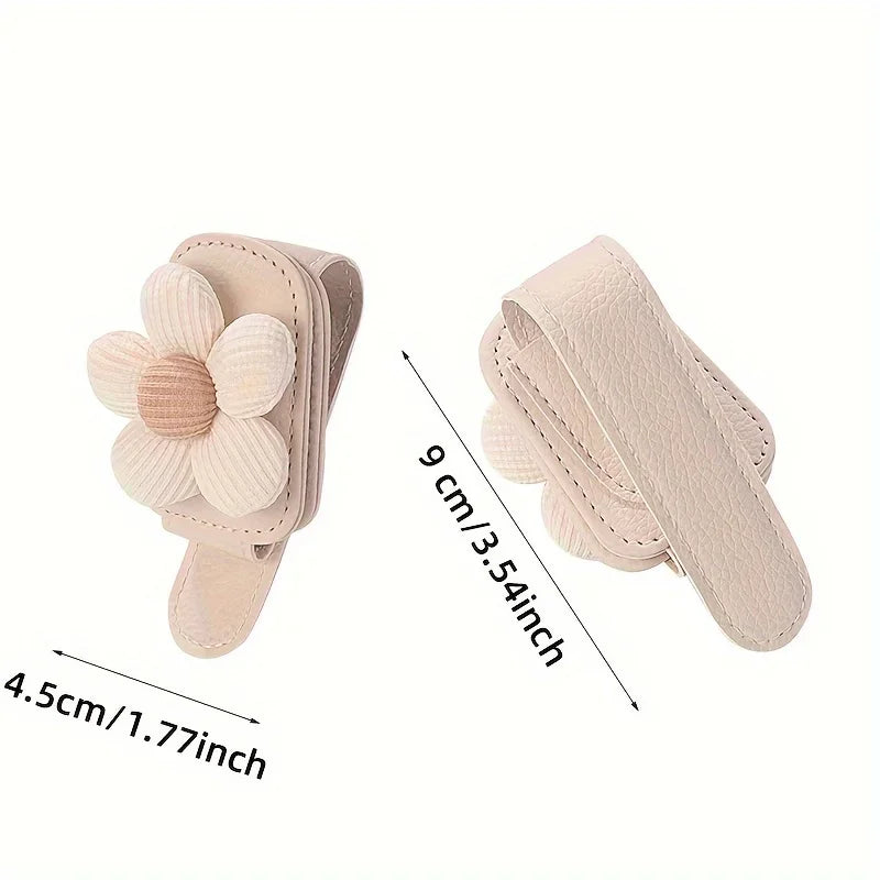 Car Sun Visor Eye Clamp Magnetic Floral Design Glasses Frame Car Sun Visor Clamp Decoration Multifunctional Bill Clip Women Auto