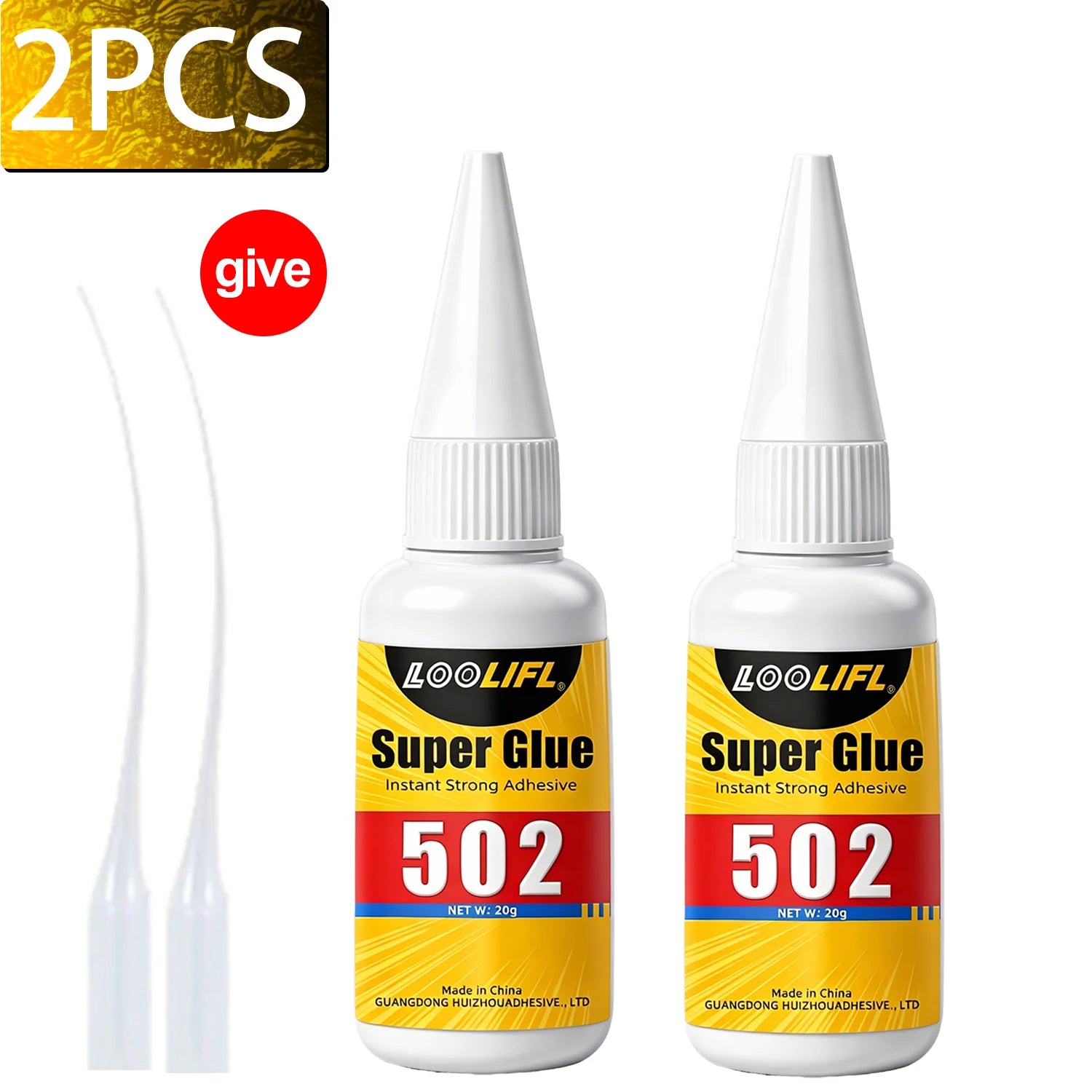LOOLIFL 502 Super Glue Quick-drying Instant  Cyanoacrylate Adhesive Leather Rubber Glass Wood Metal Strong Bond Liquid Glue Tool