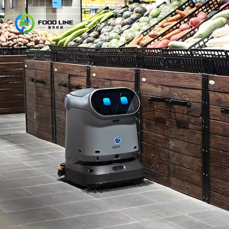 Customized Intelligent Commercial Cleaning Robot Multilingual Touchscreen App/PC Controlled Automatic Sweeping Floor Washing