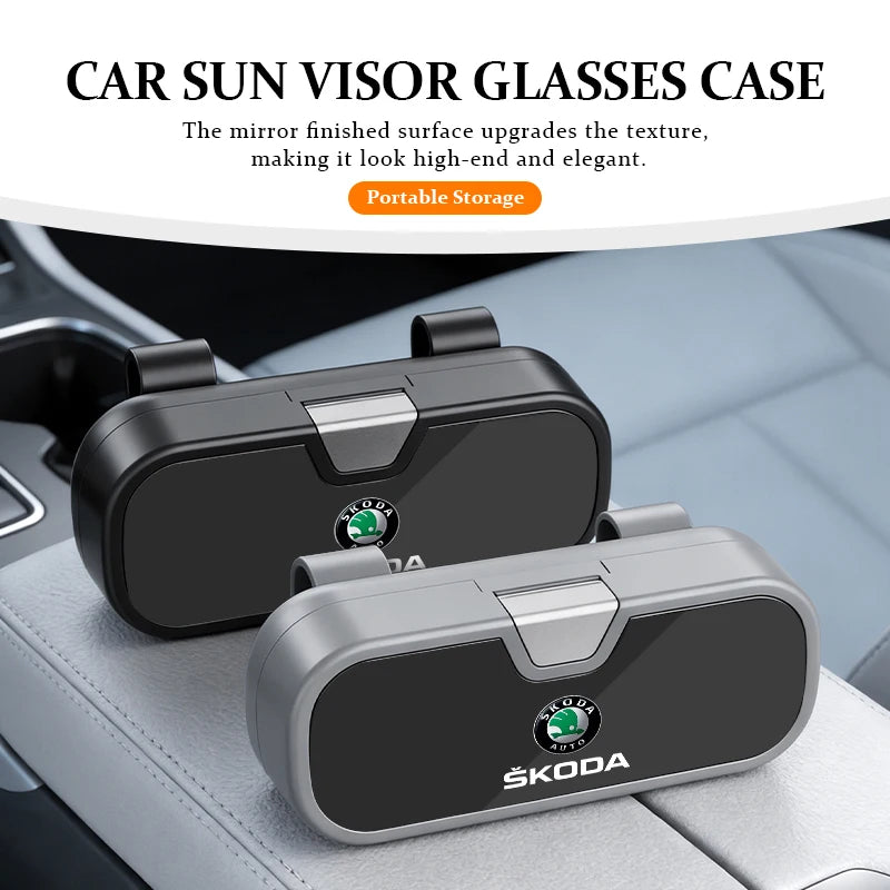Car Sun Visor Sunglasses Glasses Case Glasses Storage Box For Skoda Fabia Kamiq Superb Scala Enyaq-iV MK3 VisionS Yeti