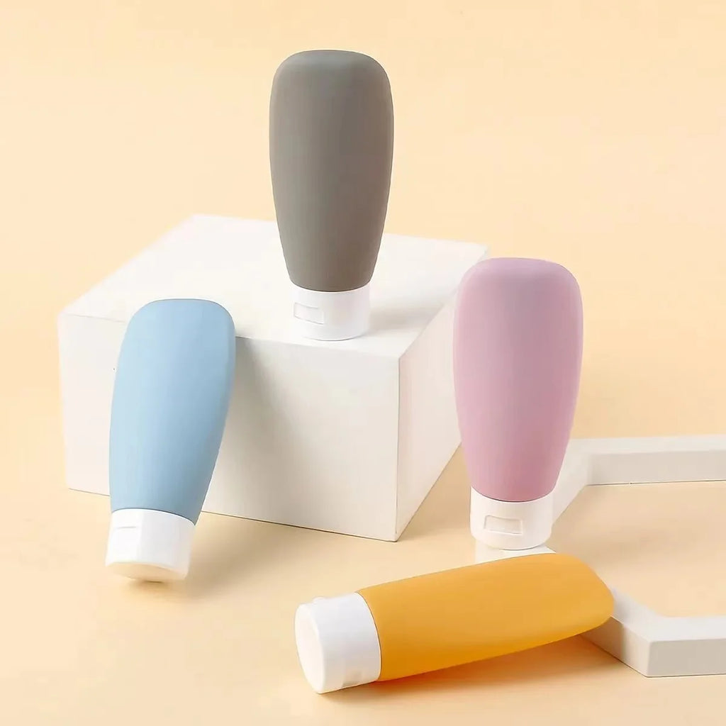 3/4Pcs Refillable Soft Silicone Travel Bottle Set 60ml Lotion Shampoo Squeeze Tube Container Mini Cosmetics Empty Bottle