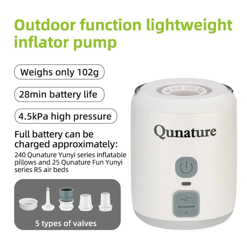 Qunature Electric Air Pump Multifunctional Inflatable Extract Gas Pump Camping Air Bed Swimming Ring Inflatable Pump lighting