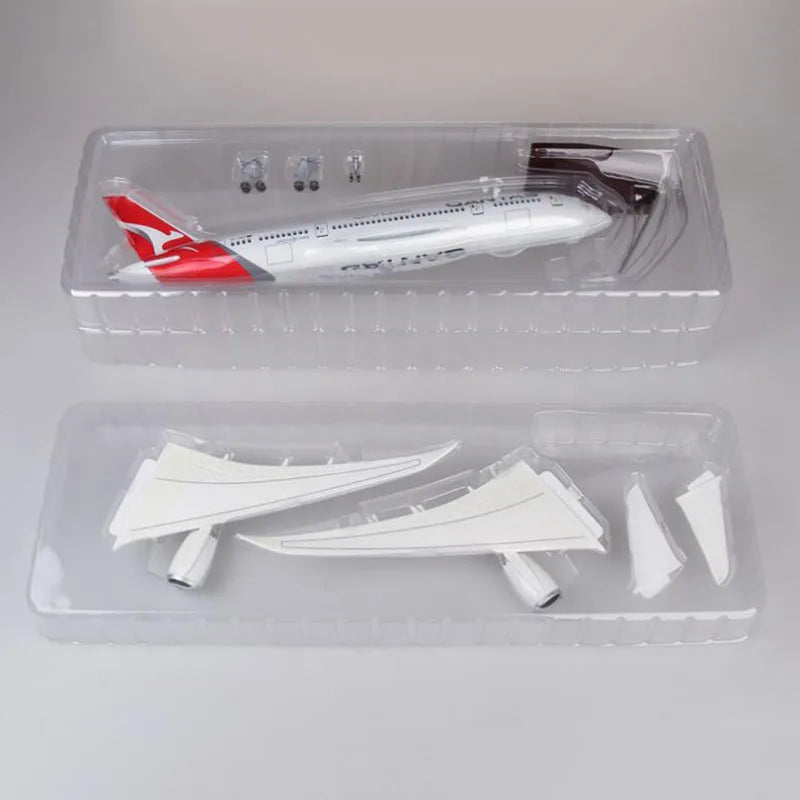 1/160 Scale Aircraft A380 Qantas Airways 46cm Resin Model Airplanes Diecast Toy Planes With Lights Stable Base Holiday Souvenir