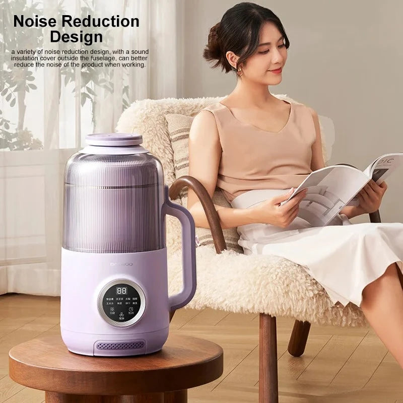 DAEWOO 800ML/1200ML Portable Food Blender High Speed Stirring Wall-Breaking Soymilk Maker Low Noise Design Soybean Milk Machine