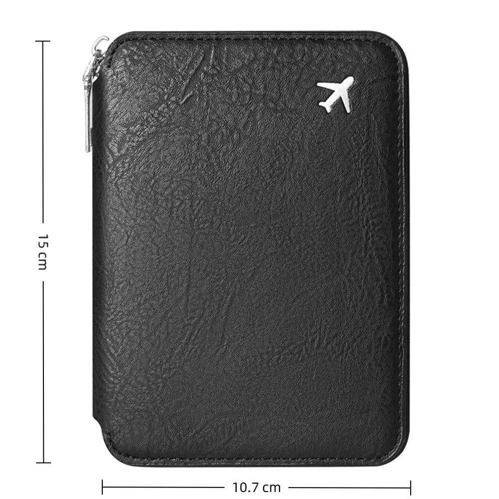 Fashionable Large Capacity ID Passport Case Zippered PU Leather Travel Passport Holder Credit Card Case Travel