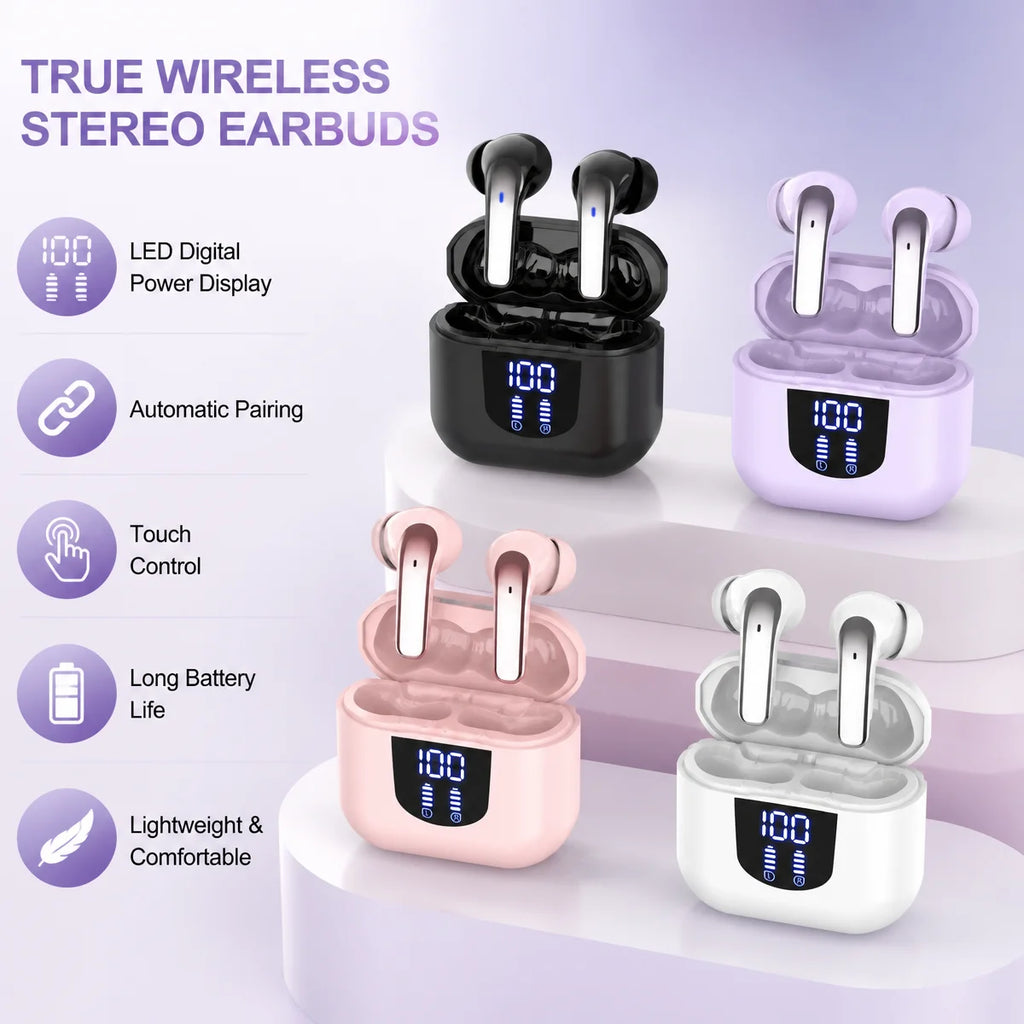 Wireless Earphones HiFi Sound Surround Stereo IPX7 Waterproof Compatible with All Smartphones