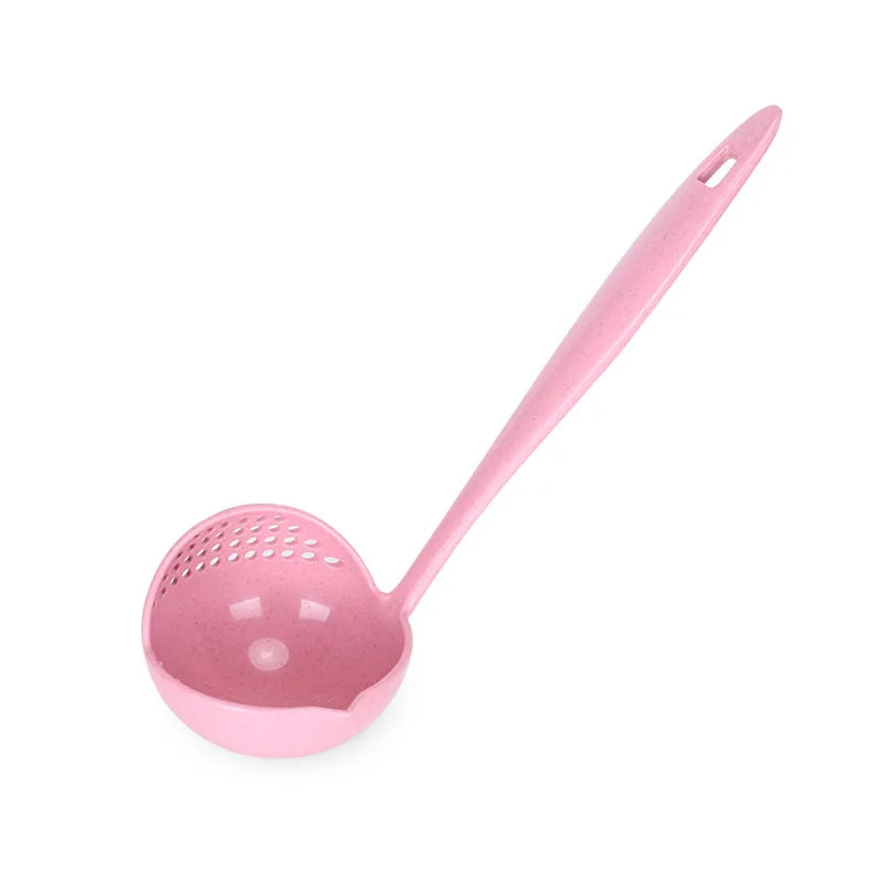 2-in-1 Soup Spoon, Long-handled Spoon Plastic Colander Filter Tableware Room Spoon Plastic Kitchen Accessories