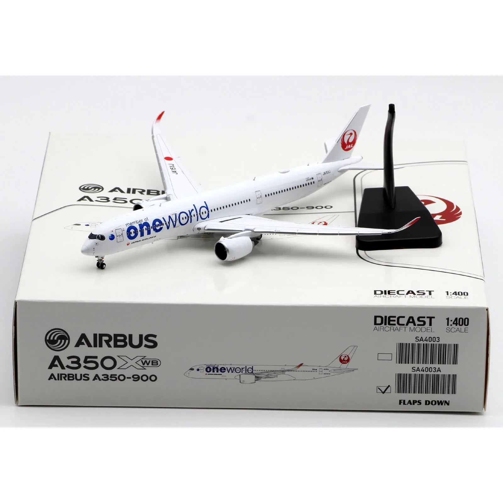 SA4003A Alloy Collectible Plane JC Wings 1:400 Japan Airline JAL Airbus A350-900XWB Diecast Aircraft Jet Model JA15XJ Flap Down