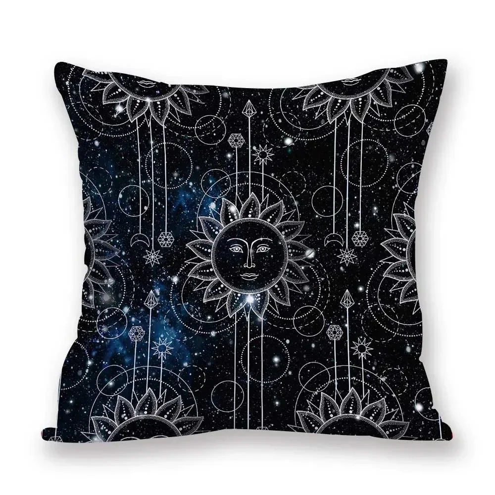 Cosmic pattern of the Sun, planets Double-sided Printed pillow cover Short plush Suitable living rooms sofas throw cushion cover