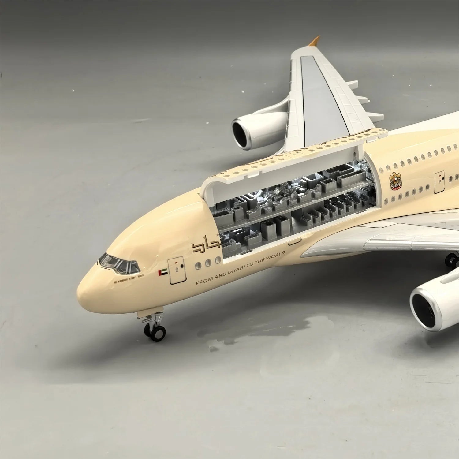1/160 Scale Etihad A380 Airplane Diecast 47CM Resin Aircraft Model Kit Openable Door for Aviation Enthusiasts Gifts Decorations