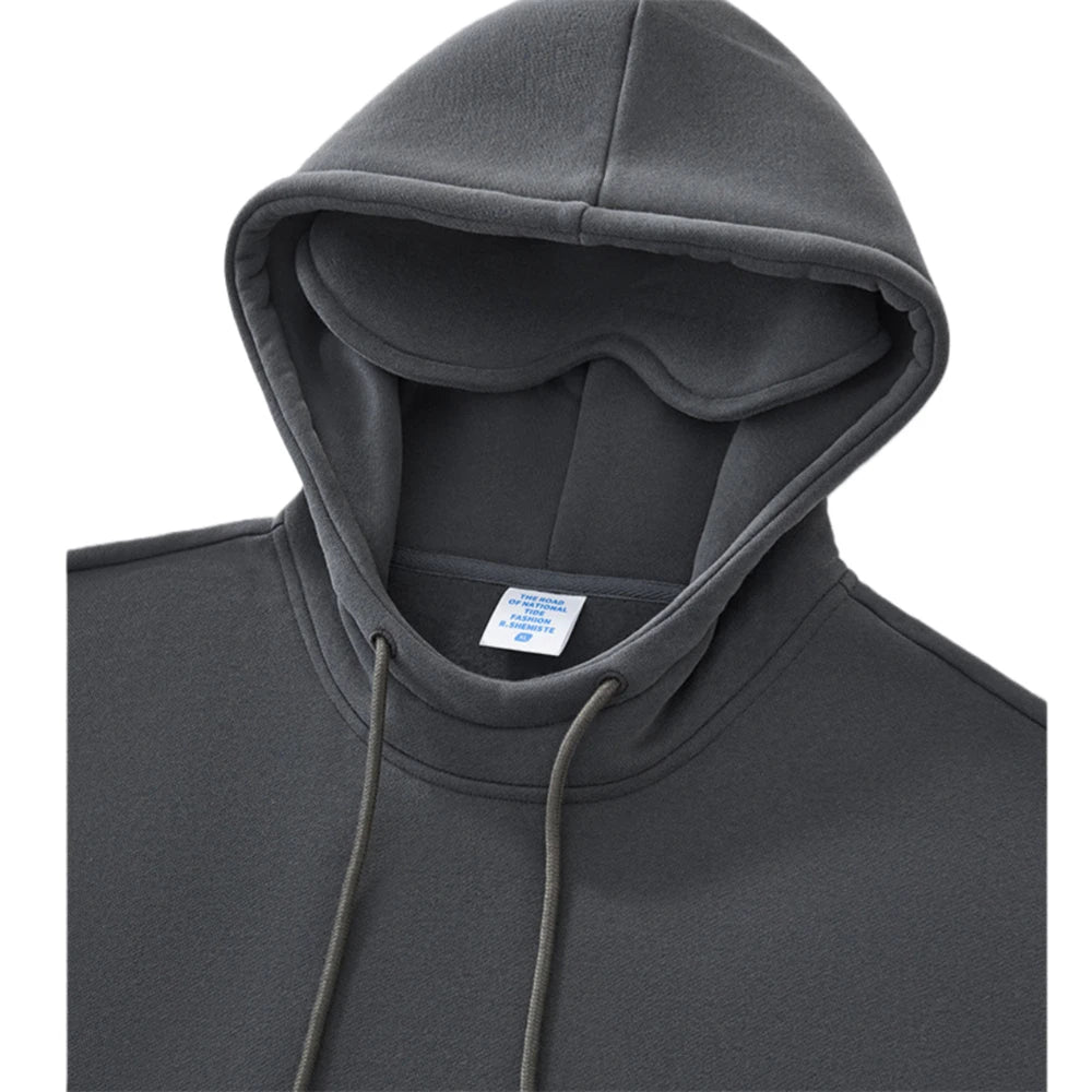 ULBYANRY 2026 Spring New Plush Hoodies with Eye Mask Trendy Hooded Sweathshirt Warm Cozy Commuting Unisex Loose Fit Sweatshirt