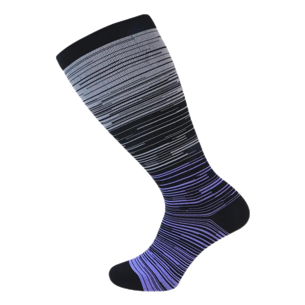 2XL-7XL Plus Size 20-30 mmHg Compression Socks for Women Men Wide Calf Extra Large Knee High Flight Sock for Circulation Support