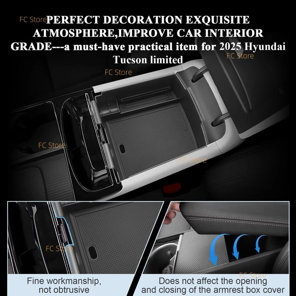 For Hyundai For Tucson NX 2025 2026 Car Central Armrest Storage Box Central Control Container Auto For Tucson 2025 Accessories