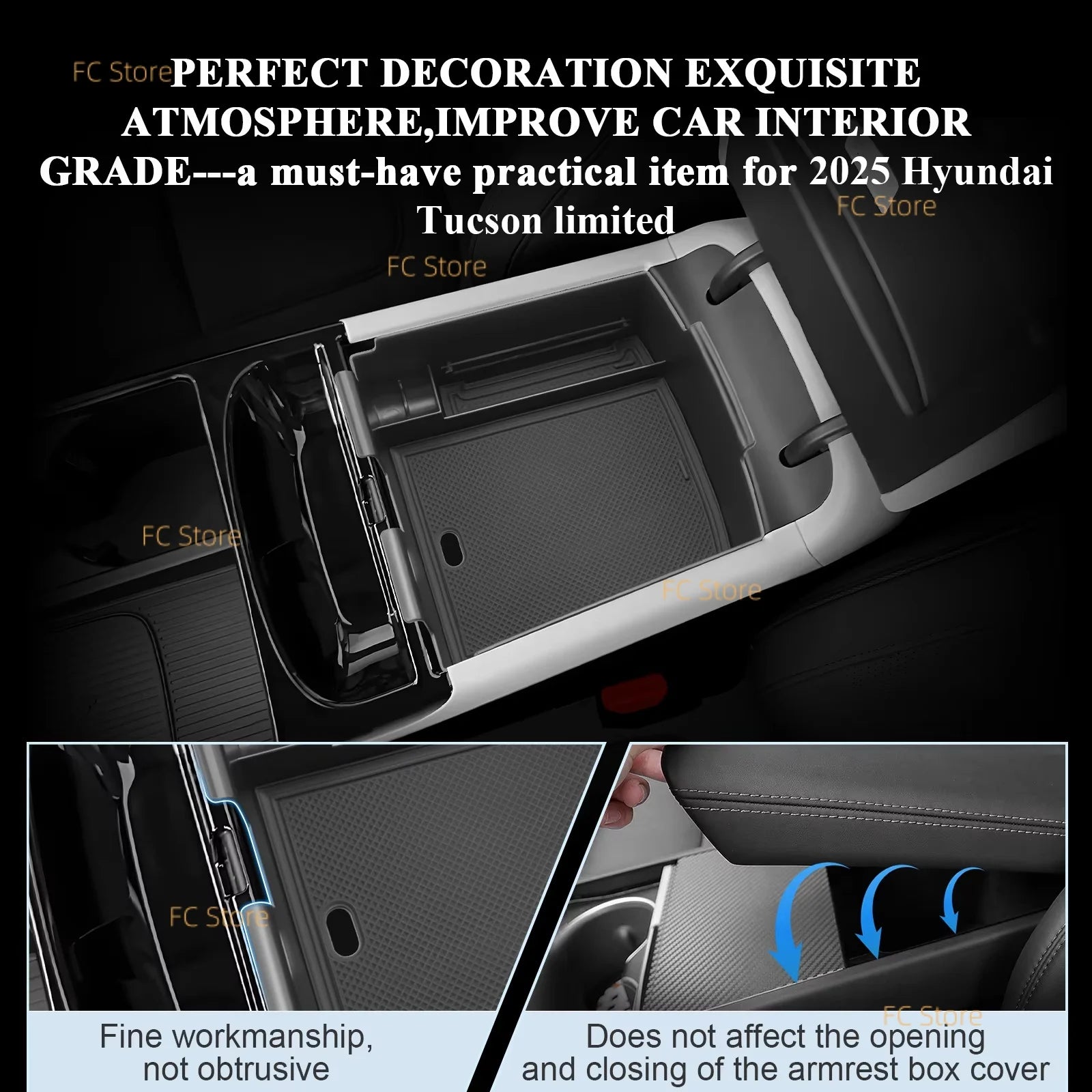 For Hyundai For Tucson NX 2025 2026 Car Central Armrest Storage Box Central Control Container Auto For Tucson 2025 Accessories