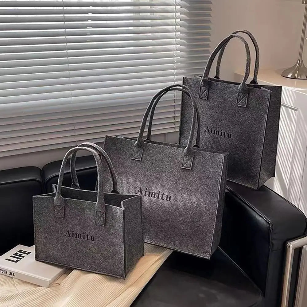Fashion S/M/L Women Felt Shoulder Bag Simple Solid Color Messenger Bag Handbag Large Capacity Travel Casual Crossbody Bags
